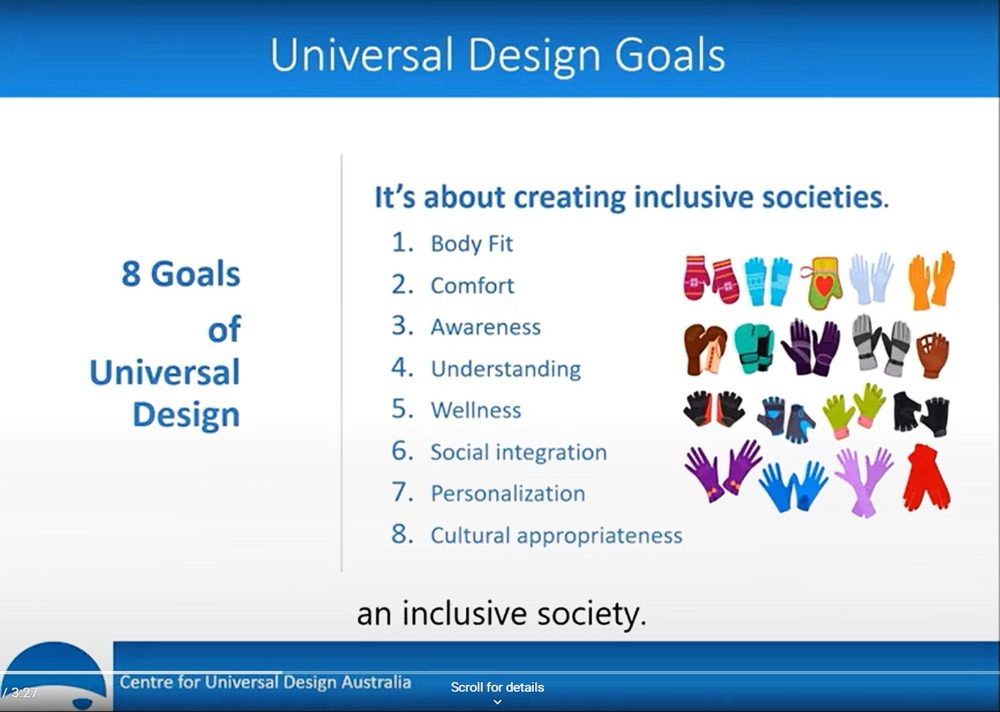 Slide from the video 8 Goals of Universal Design.