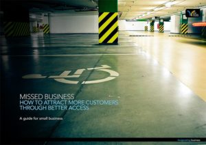 Front cover of the Missed Business guide showing an empty car park and an empty accessible car space