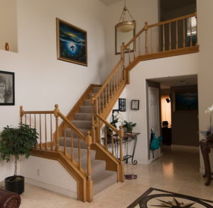 carpeted stairway in a home