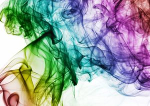 smoke swirls of rainbow colours