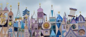 a Disney type street facade with imaginative designs that look appealing to children