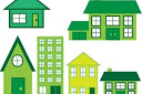 A graphic in shades of green showing various types of dwellings. Home Coming? Yes it's possible.