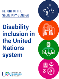 Front cover of the UN report with icons for the four areas of action.