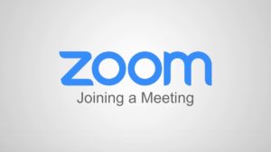 The Zoom logo in blue against a white background. Zoom for people with vision loss.