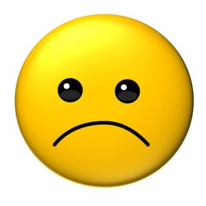 Yellow sad emoticon - sorry to see you go.