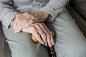 An older woman's pair of hands. A common ageist and patronising image of an older person.