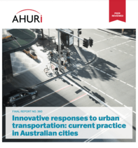 Front cover of AHURI report on urban transportation. 