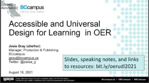 Title slide of the presentation UDL for education resources for online learning. 