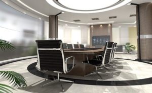 A large board table and chairs in a modern looking room. The changing definition of universal design.