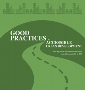 Front cover of the Good Practices in Accessible Urban Development guide.