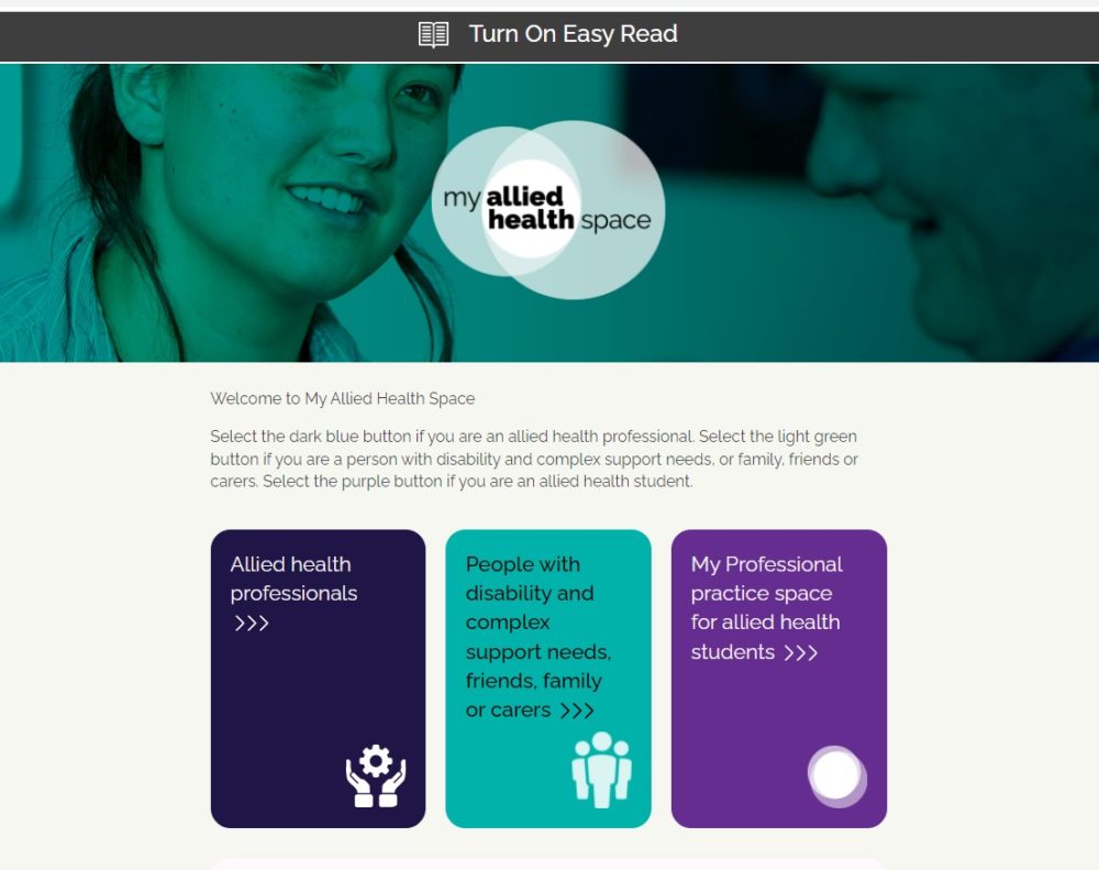 Screenshot of Allied Health Space standard format.