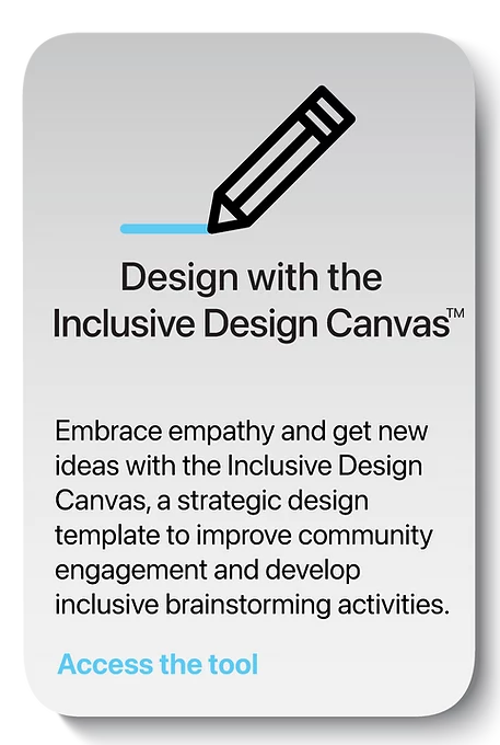 A button link to the Inclusive Design Canvas. Its says, Embrace empathy and get new ideas with the inclusive design canvas.
