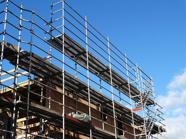 Building scaffolding representing a framework for a building.