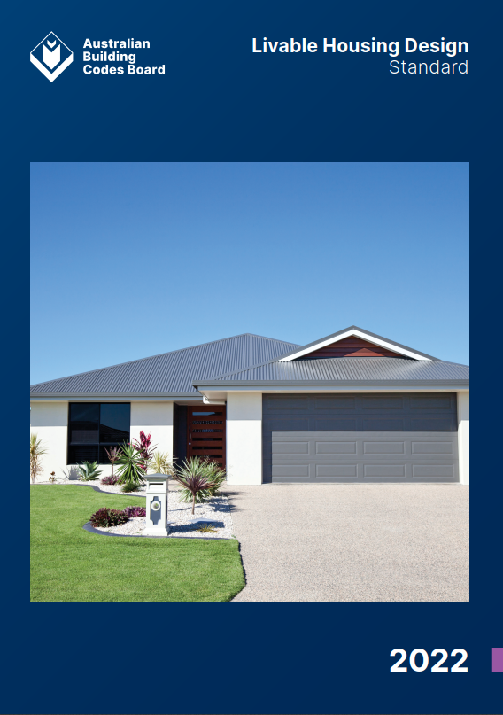 Front cover of the Livable Housing Design Standard showing a single storey home with garage.