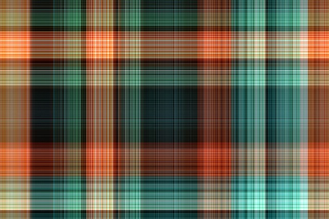 A tartan from the research paper with orange and green colouring. Co-designing with people with dementia.