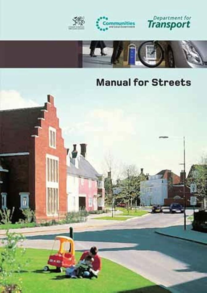 Front cover of the Manual for Streets showing a residential street scene with a child in the foreground.